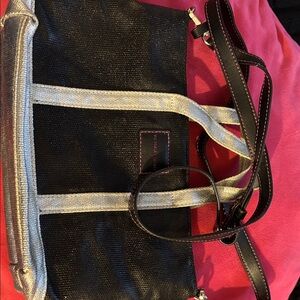 Victoria's Secret Black Tote with Silver Straps